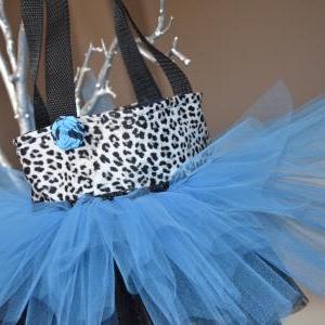 Satin Leopard Print With Vibrant Blue Tutu Bags/..
