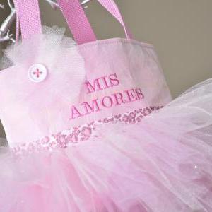 Pink Princess Satin Tutu Tote Bag -personalizable..