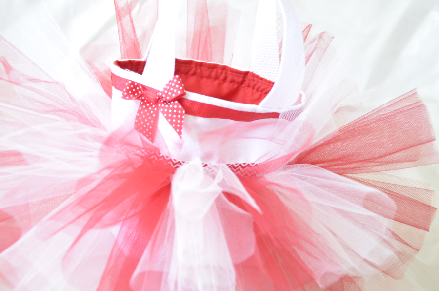 Red Chevron Small Canvas Tutu Bag - Ipod Bag, Gift Bag, Party Favor Bags, Small Canvas Bag, Size 9" X 8" X2"